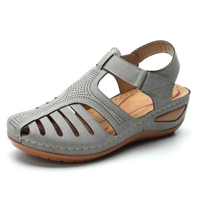 Summer Trend Daily Baotou Medium Heel Velcro Wedge Heel Sandals Women's Large Size Casual