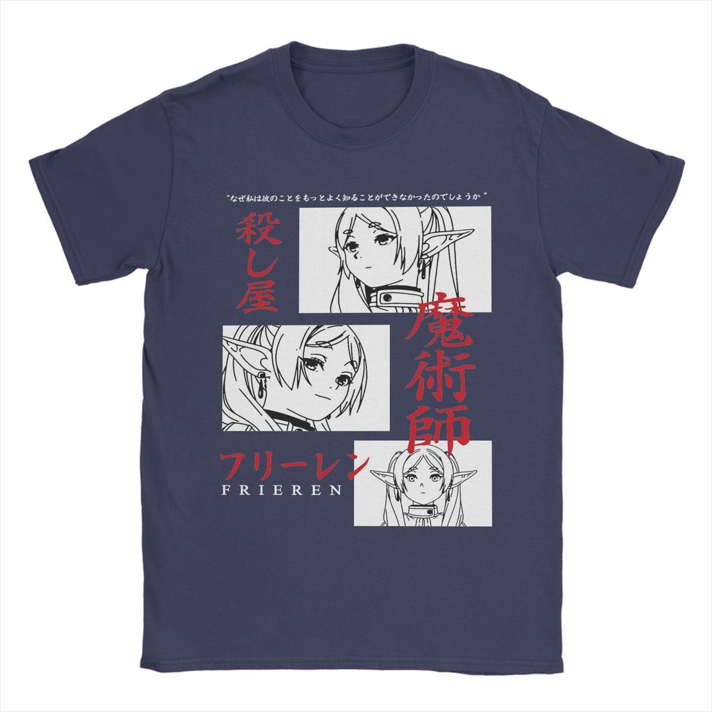 Sousou No Frieren T Shirt Men Pure Cotton Vintage T-Shirts Crew Neck Japanese Anime Tees Short Sleeve Clothing 4XL 5XL