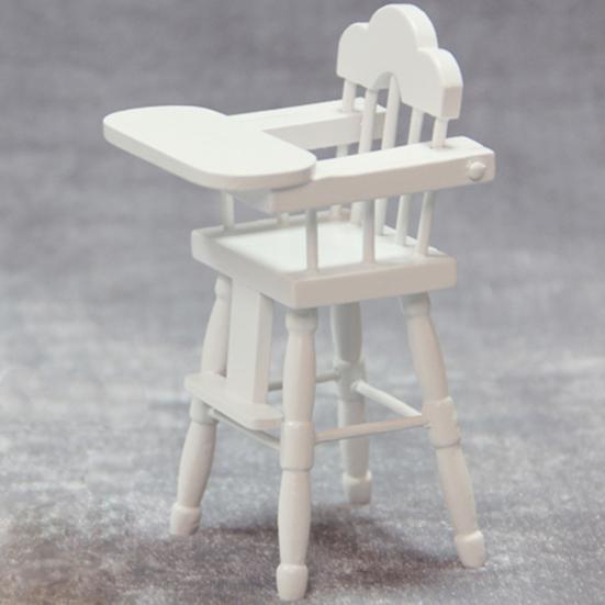 Simulation Stool Convenient to Store Simulated Wood Dollhouse High Chair Model for 1/12 Doll House