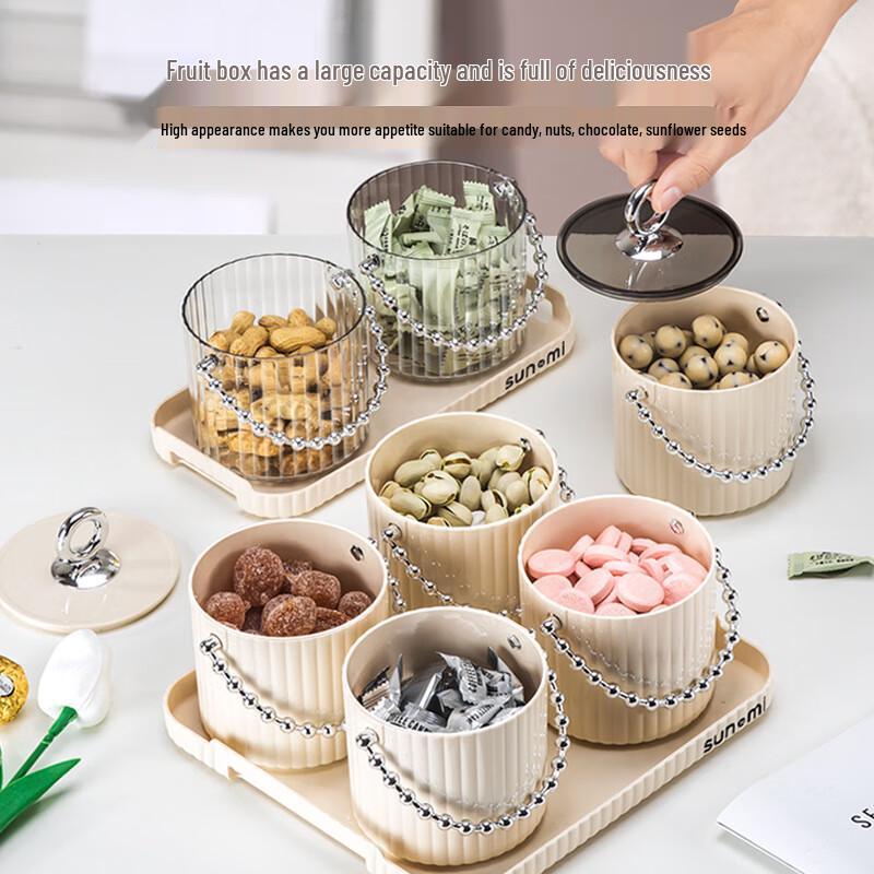 Круглая коробка для закусок и конфет в кремовом стиле Pack of 2