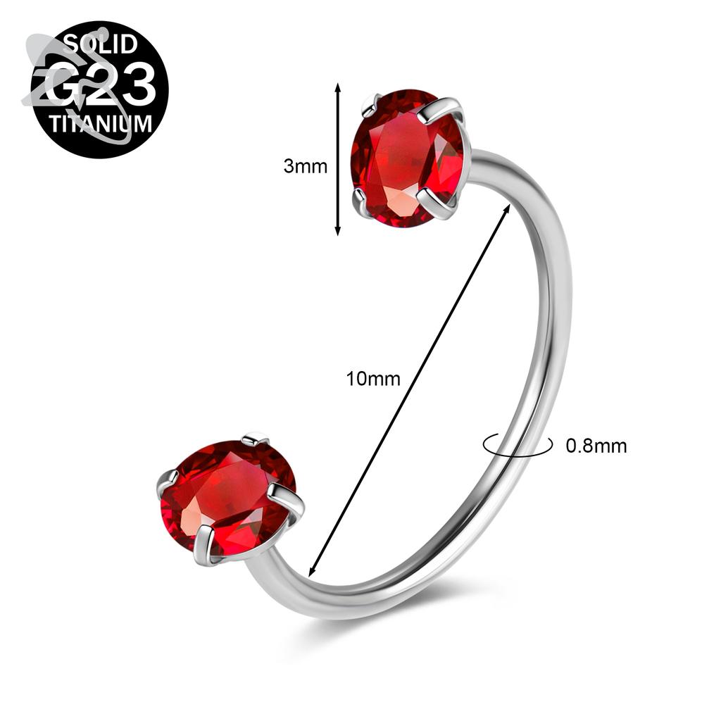 ZS 1 Stück 20G G23 Titanstahl Hufeisen Nasenring Damen Herren Farbiger CZ Kristall Nasenpiercing Ohr Helix Tragus Lippenpiercings