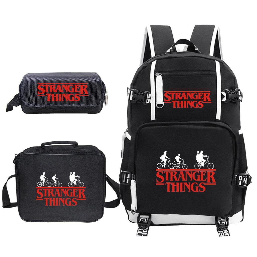 American Drama Peripheral Three-Piece Set Double Zipper Pencil Bag Student Schoolbag Lunch Box Bag