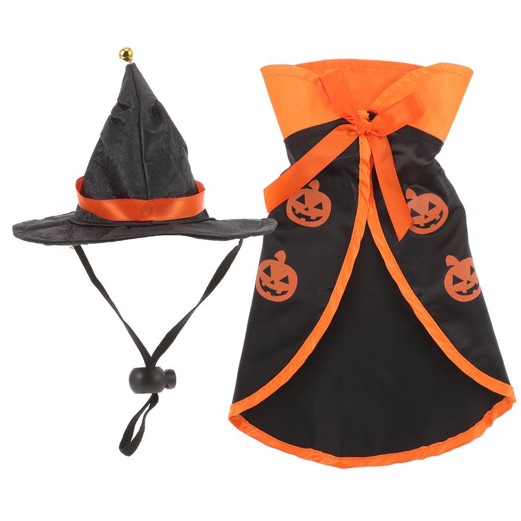 1Set Enchanting Pet Cloak Costume Set Halloween Magic Theme Fine Craftsmanship Long Serving Life Daily Use Party Photo Shoot