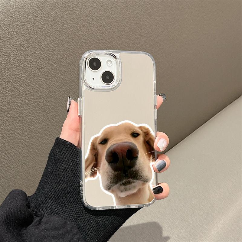 Head Down Dog for iPhone17promax Mobile Phone Case 16 Niche 14/13 Apple 15 All-inclusive Makeup Mirror