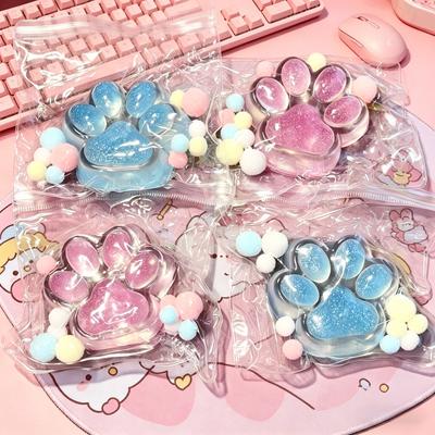 Handmade Glitter Cat Paw Squishy, Transparent Jelly Cat Claw Squeeze Toy, Cute Stress Relief Fidget Toy, Sensory Toy Gift for Ca