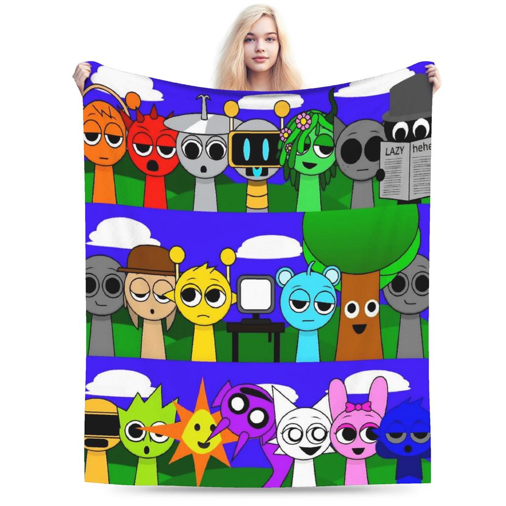 Cartoon Sprunki Music Game Blanket Fleece Soft Throw Blanket for Bedding Couch Bed Rug