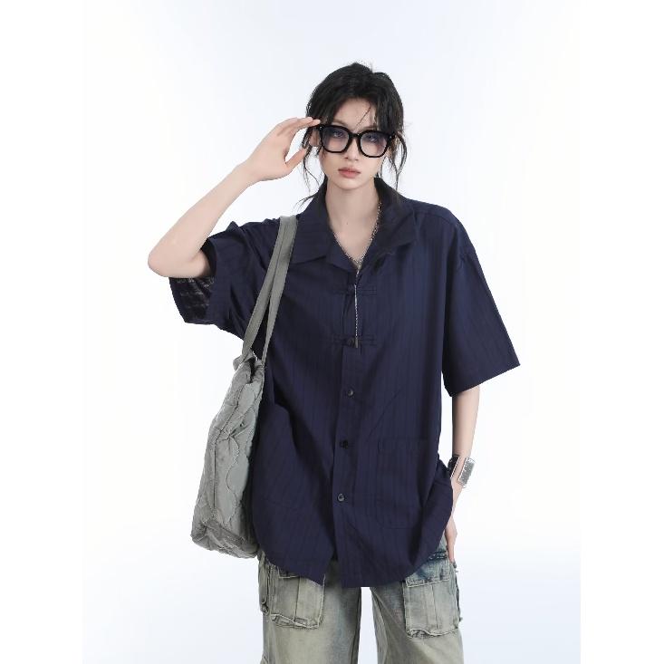 Summer Clothing Men'S Retro Casual Shirt Student Loose Niche Design Fun New Men'S Top For Outdoor Wear