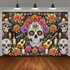 A Colorful Sugar Skull Banner - a Reusable Backdrop for Halloween Parties.zyc