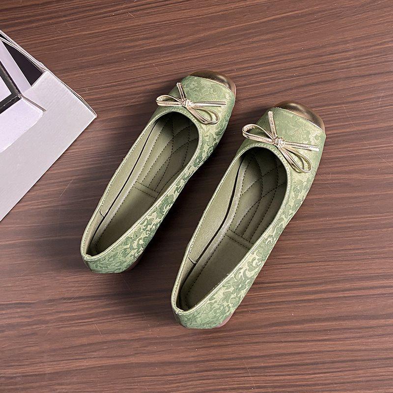 Egg Roll Shoes Soft Sole Bow Shallow Mouth Single Shoes Grandma Shoes Small Fragrant Wind Summer Ballet Flat 2025 Women