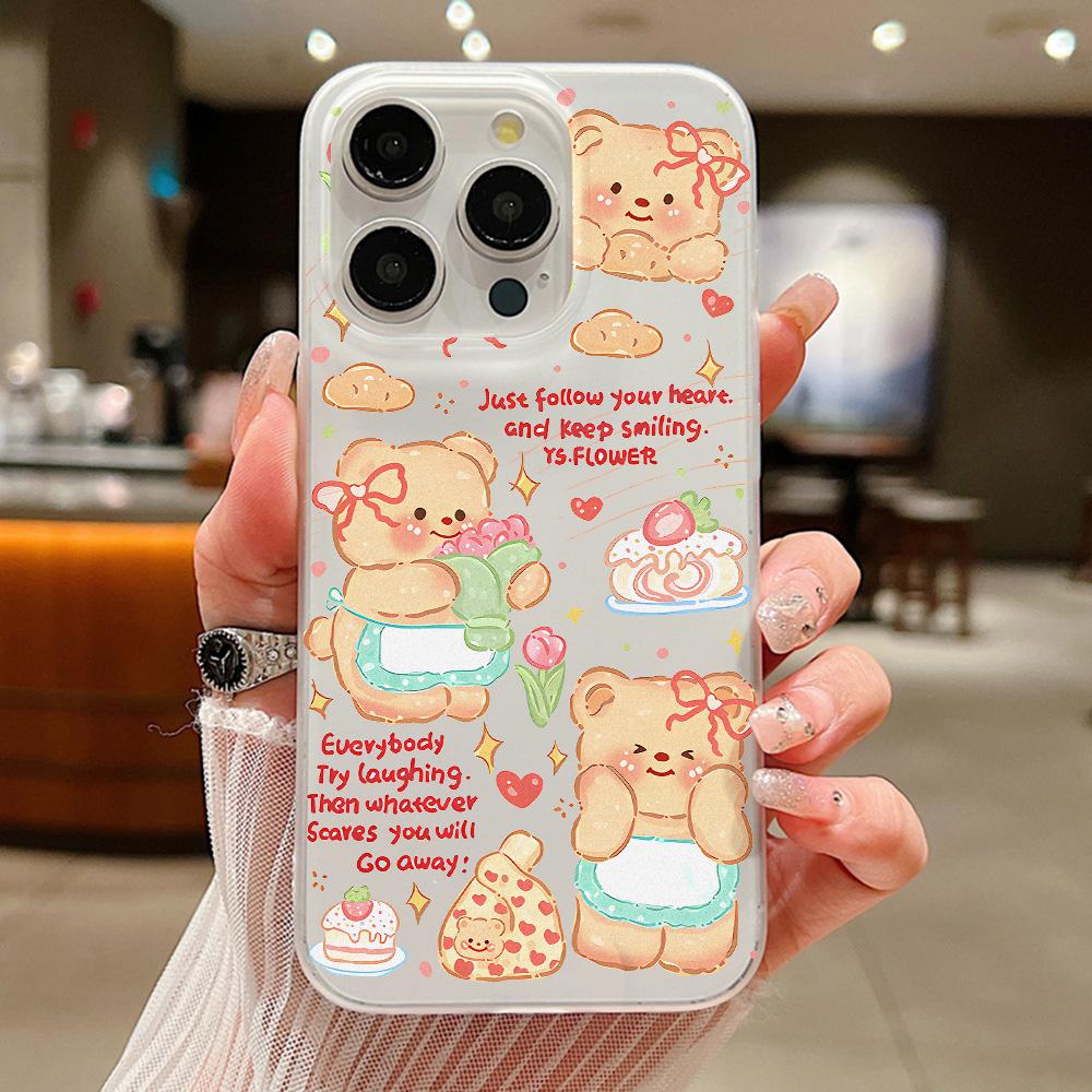 Mobile Phone Cases for iPhone 11 13 15 Pro Max 12 14 Pro Max Case iPhone 16 15 Plus 13 Pro 12 Frosted Texture Painted Cartoon Flowers
