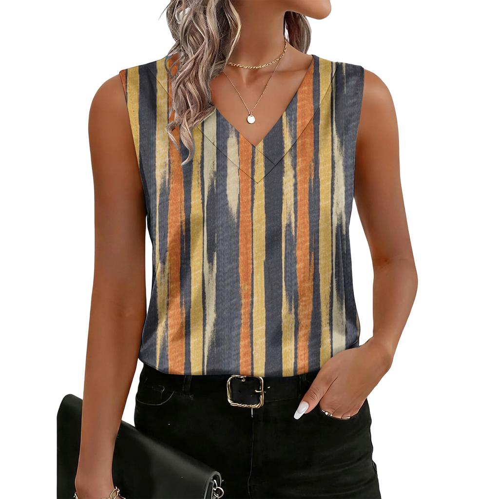 Women's Fashionable Casual Retro Striped Print Tank Top