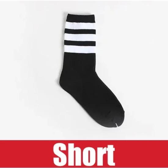 Neue Herren/Damen 3 Drei Streifen Baumwollsocken Retro Old School Hiphop Skate Lang Kurz Meias Harajuku Weiß Schwarz Winter Cool