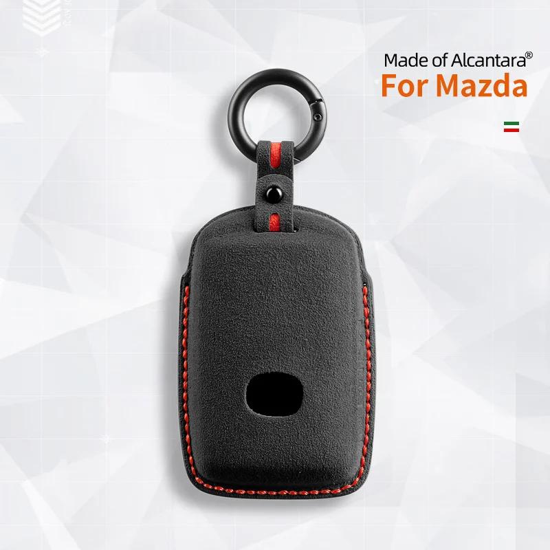Interior Mouldings For Mazda 3 6 CX30 CX3 CX5 CX8 CX9 MX30 Car Key Case Remote Cover Shell Suede Alcantara Keychain Leather Prot