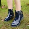 Comemore New Boots Women Short Boots Rain Shoes Non -Slip Galoshes Elastic Band Insulated Water Shoes Ankle Boots  Pvc Black