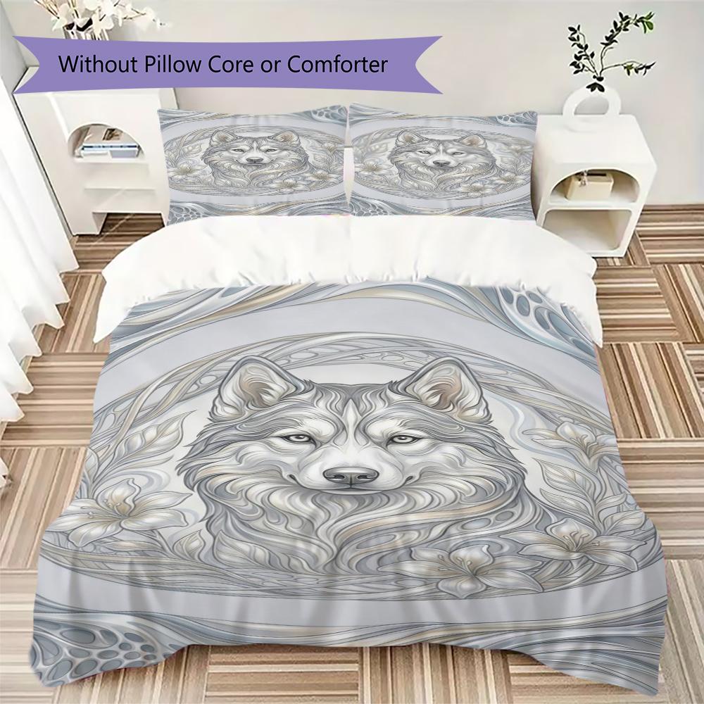 Set Copripiumino con Fantasia di Cani Husky Copripiumino Federa Decorazione per la Casa Regalo di Compleanno (1 * copripiumino + 2 * federe senza imbottitura)65