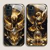 Stylish Eagle Golden Diamond Pattern Tempered Glass Phone Case for Motorola Moto G85 G84 G75 Edge 50 Fusion 40 Neo 30 Pro Cover