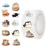 500 Pieces/roll Roll Stickers Tape Sleeping Animal Stickers Handbook Material Decorative Envelope Seal Stickers