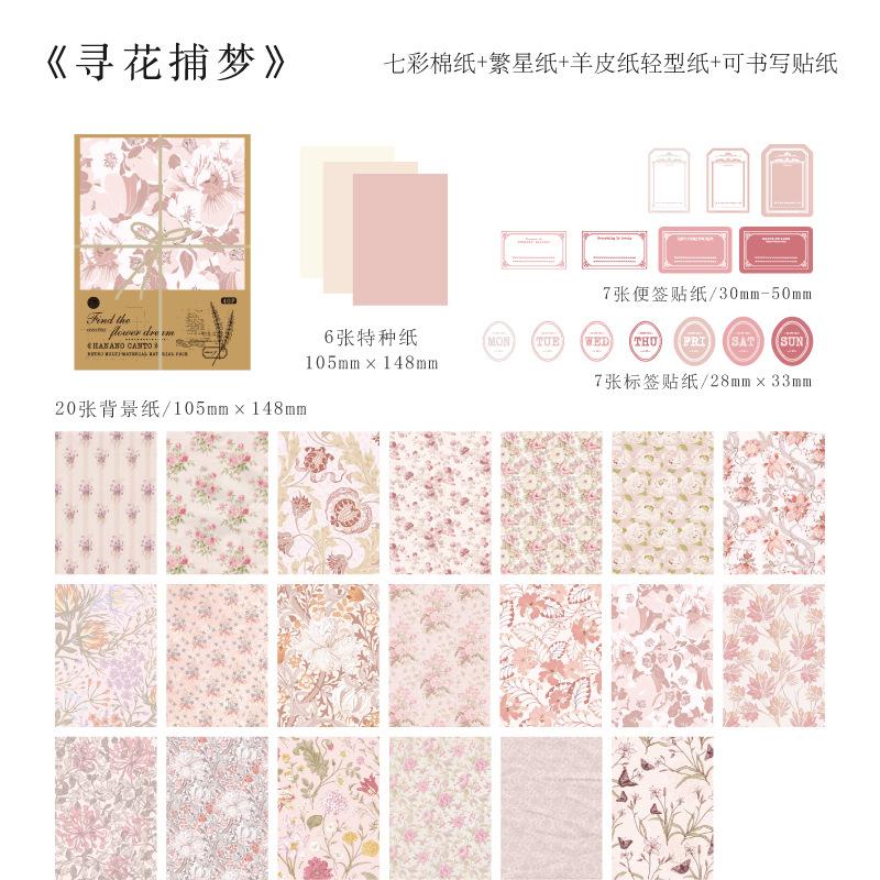40 Pcs Sticker+material Paper Set Planner Handmade DIY Scrapbooking Diary Album Junk Journal Supplies