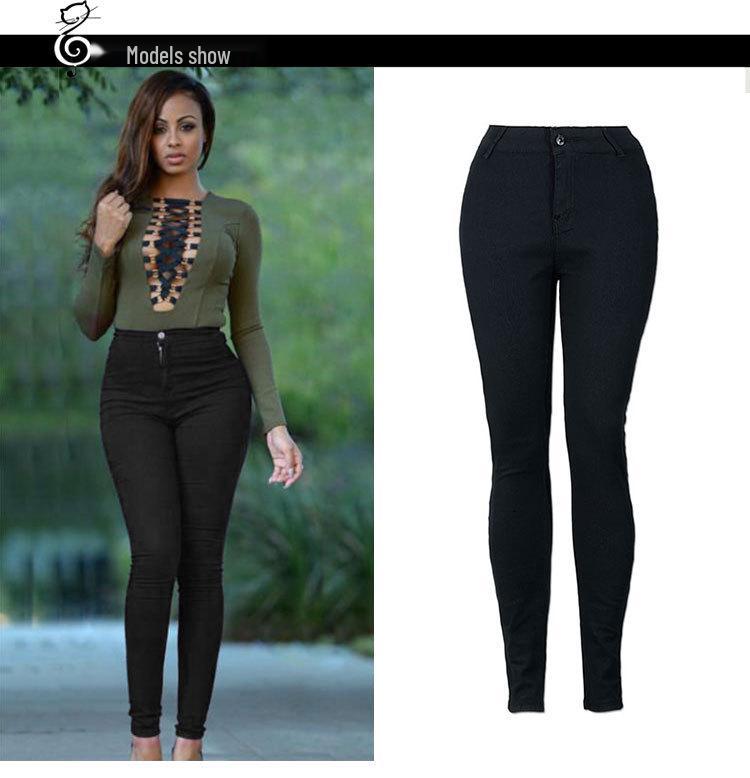 Dames Høytlivet Slim-Fit Elastisk Blyantjeans - Stilig 2019 Trend
