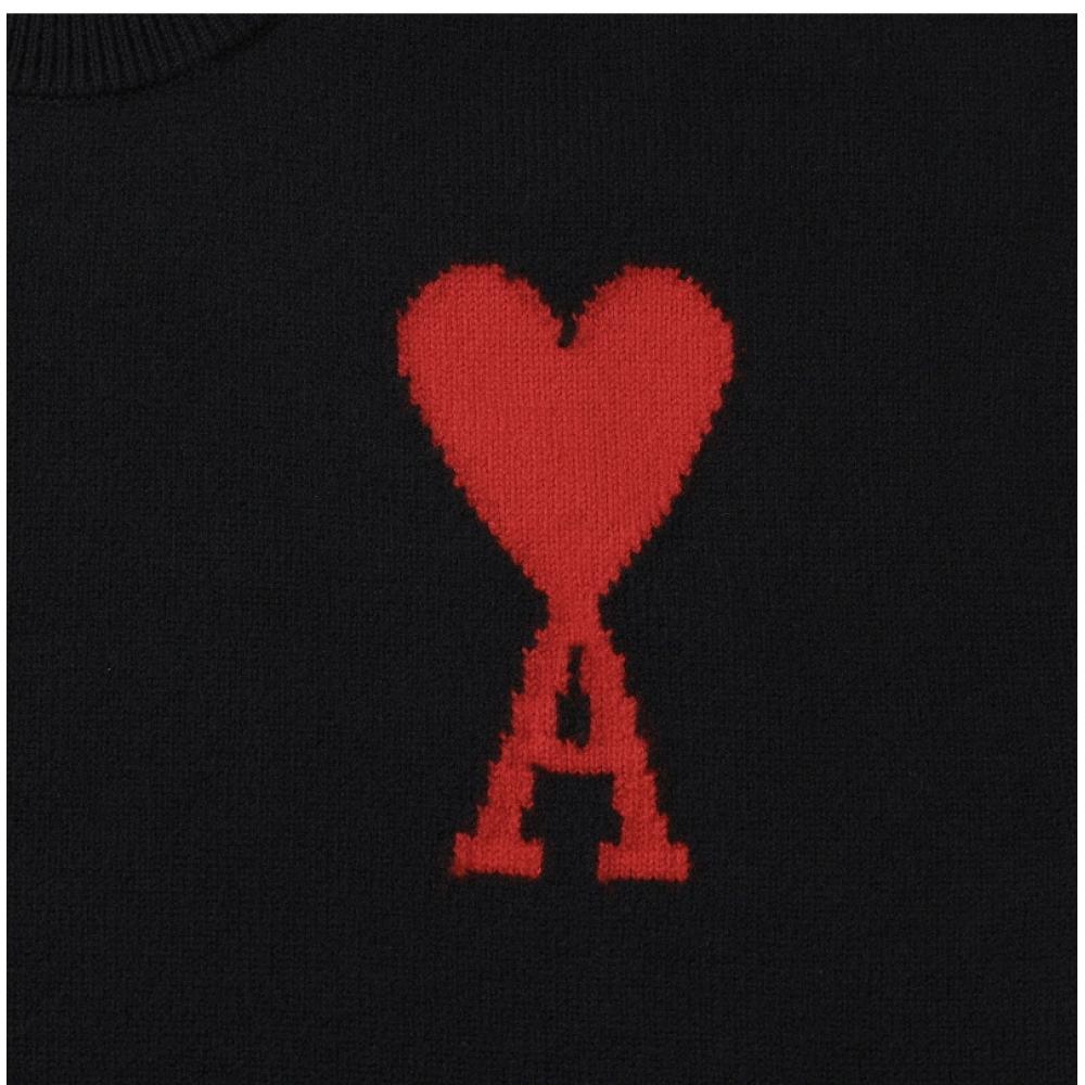 Ami Bfuks006 018 009 Ami De Coeur Big Heart Logo Intarsia Public Knit
