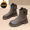 Female Short Shoes Platform Women's Ankle Boots Chelsea Brown Booties Round Toe Leather Chunky Boots