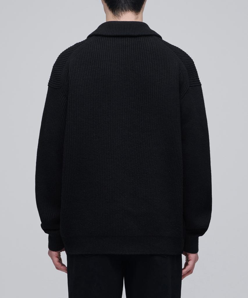 Musinsa Standard Relaxed Ribbed Knit Zip-Up [Black]