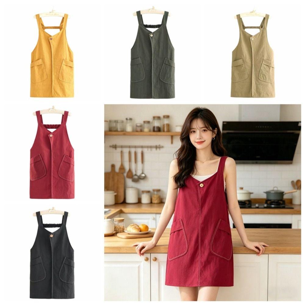 Waterproof Kitchen Apron Anti-Stain Vest-Style Apron Work Clothes Adult Apron Restaurant