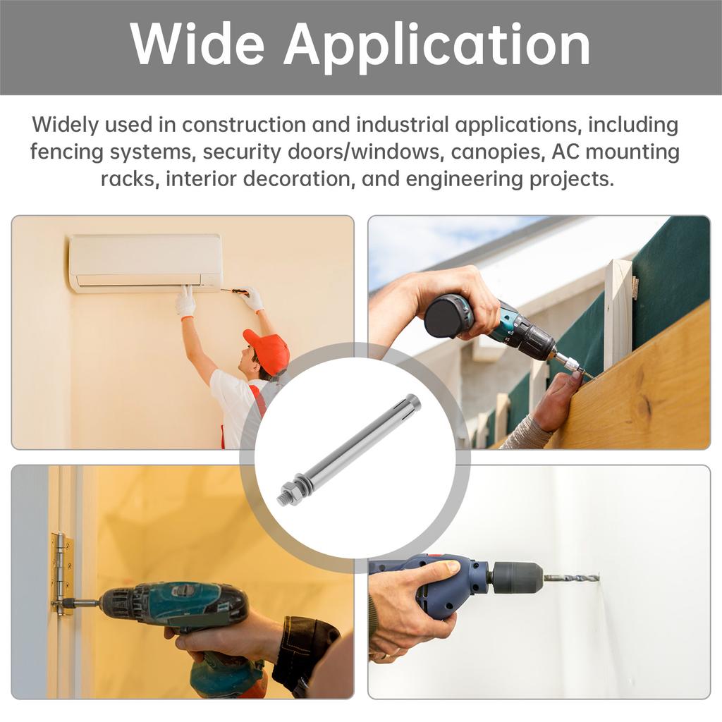 7 Stück M12x120mm 304 Edelstahl Schwerlast-Expansionsbolzen - Sechskopf Betonanker-Set für Wand/Mauerwerk, Korrosionsbeständig Außen