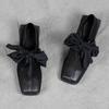 Leather Retro Niche Square Head Thick Heel Bow Strap Two Wear Loafers Women's Spring Small Leather Shoes Single Shoes