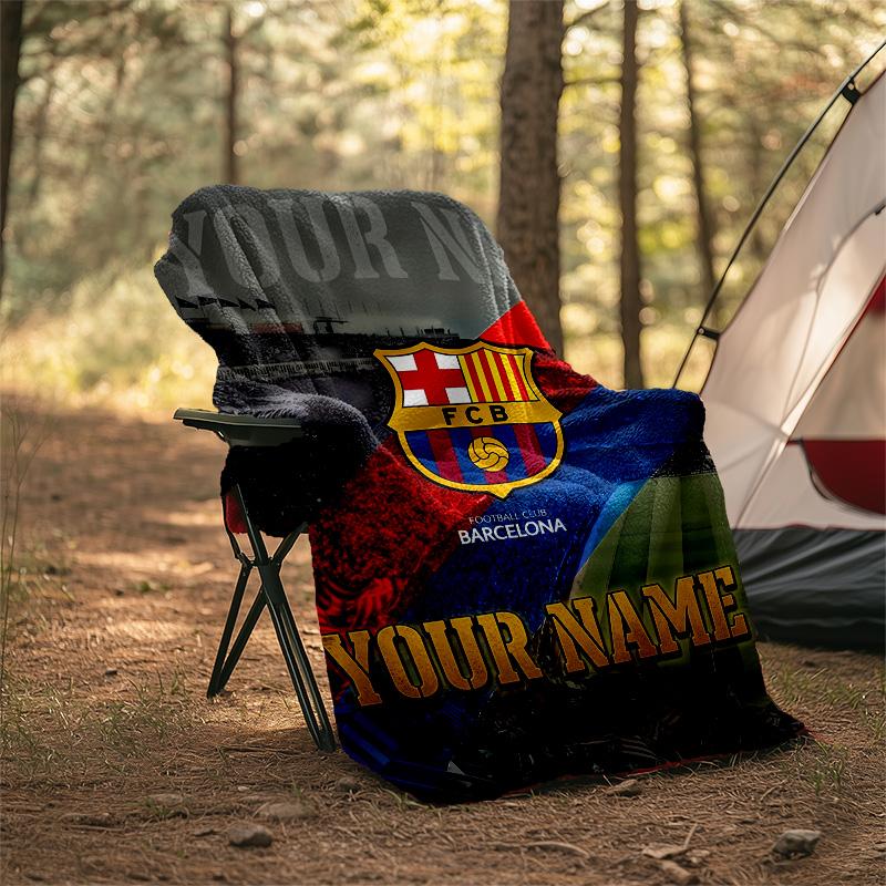 Customiz Name Personality FC Barcelona logo Blanket Soft&Warm Office Bed Travel Lunch Break Blanket,Gift All Seasons