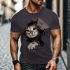 Letní Pánská Trička s Krátkým Rukávem s 3D Potiskem Kreslené Kočky s Kulatým Výstřihem