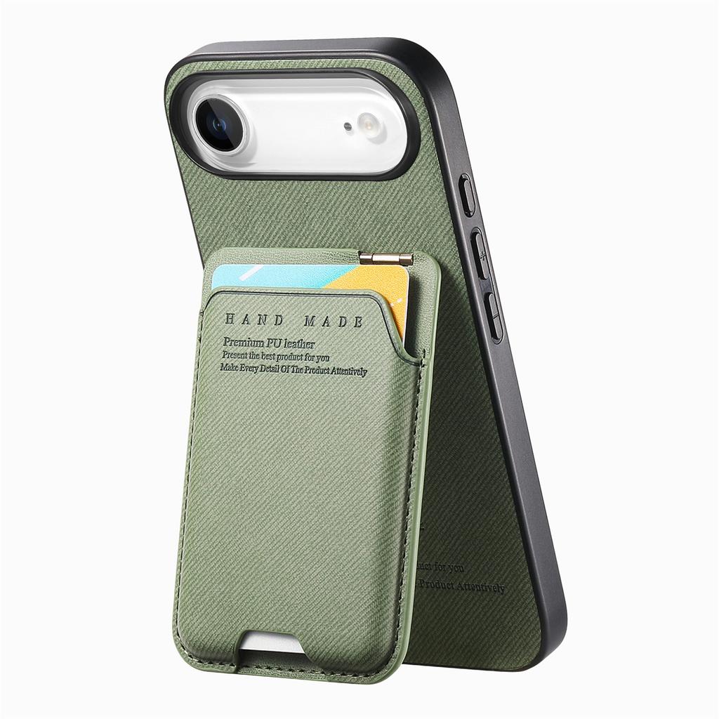 For iPhone Air Case Cloth Texture Leather+PC+TPU Phone Cover with Card Holder Kickstand