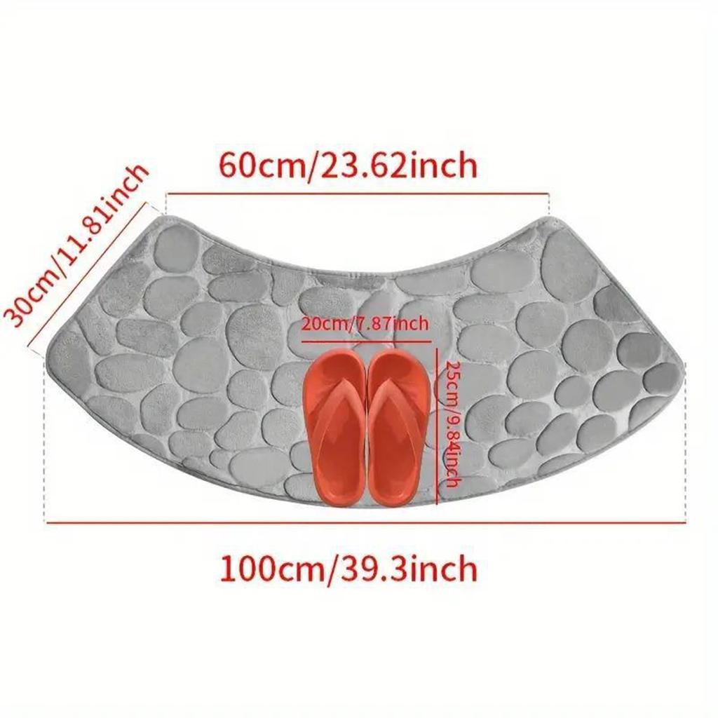 Curved Absorbent Floor Mat Fan-shaped Carpet Shower Room 1.2 Cm Thickened Door Mat Toilet Toilet Foot Mat Bathroom Non-slip Mat