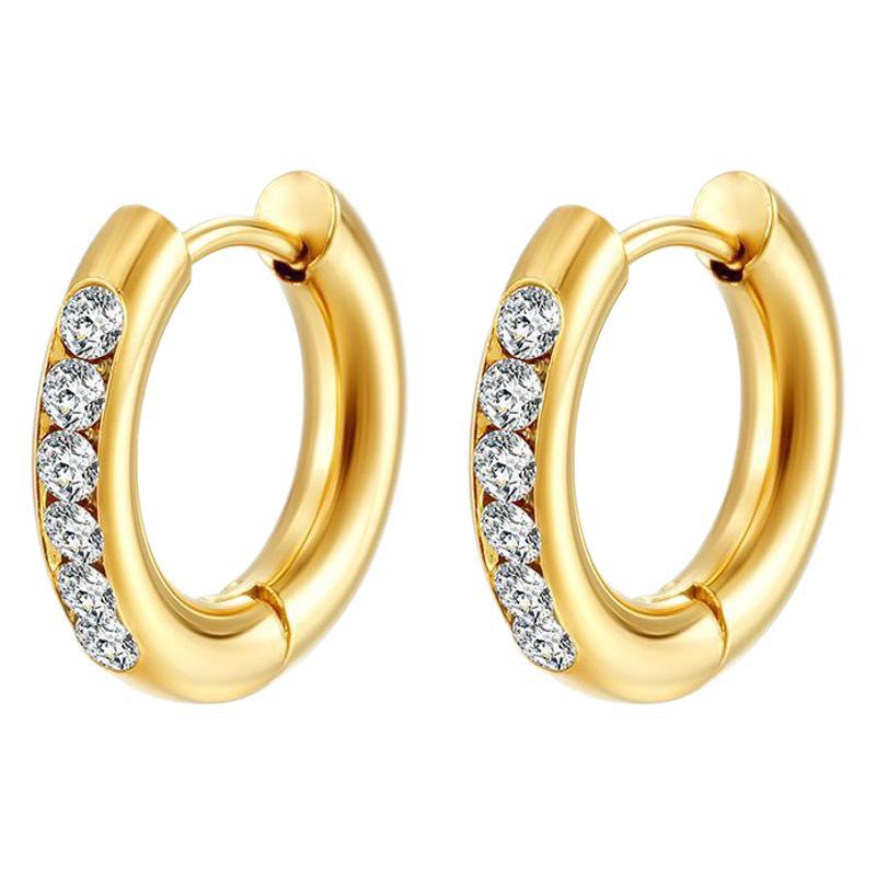 Inlaid square diamond ear buckle European and American style women's earrings, fashionable and personalized versatile 18K gold diamond earrings
