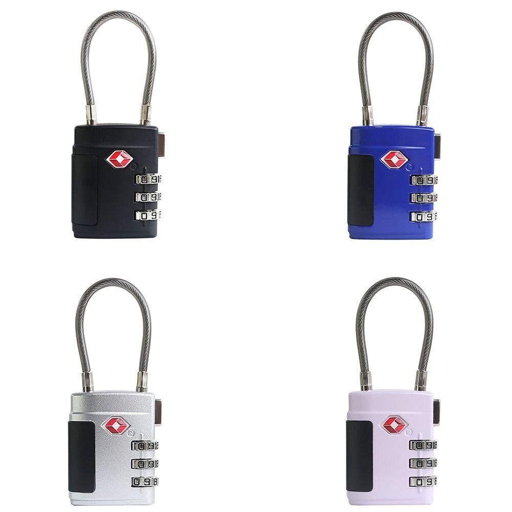 Anti-theft Customs Password Lock TSA Wire Rope Padlock Portable 3 Digit Combination Lock  Travel