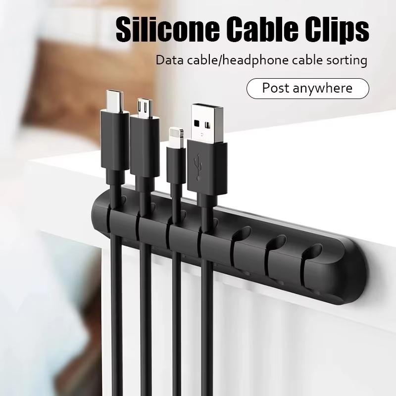 Mouse Wire Organizer Management Wire Holder Flexible USB Cable Winder Tidy Silicone Clips For Mouse Keyboard Earphones Protector