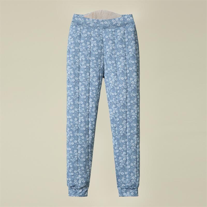 

Женские зимние термобрюки, леггинсы для мам, для пожилых женщин и бабушек, осенне-зимние хлопковые брюки с цветочным принтом, защищающие от холода 5XL синий