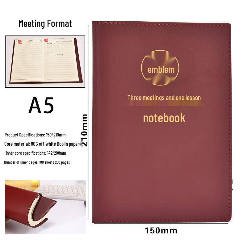 Leather Cover Meeting Minutes Book - B5/A5 for Party Members & Class Notes