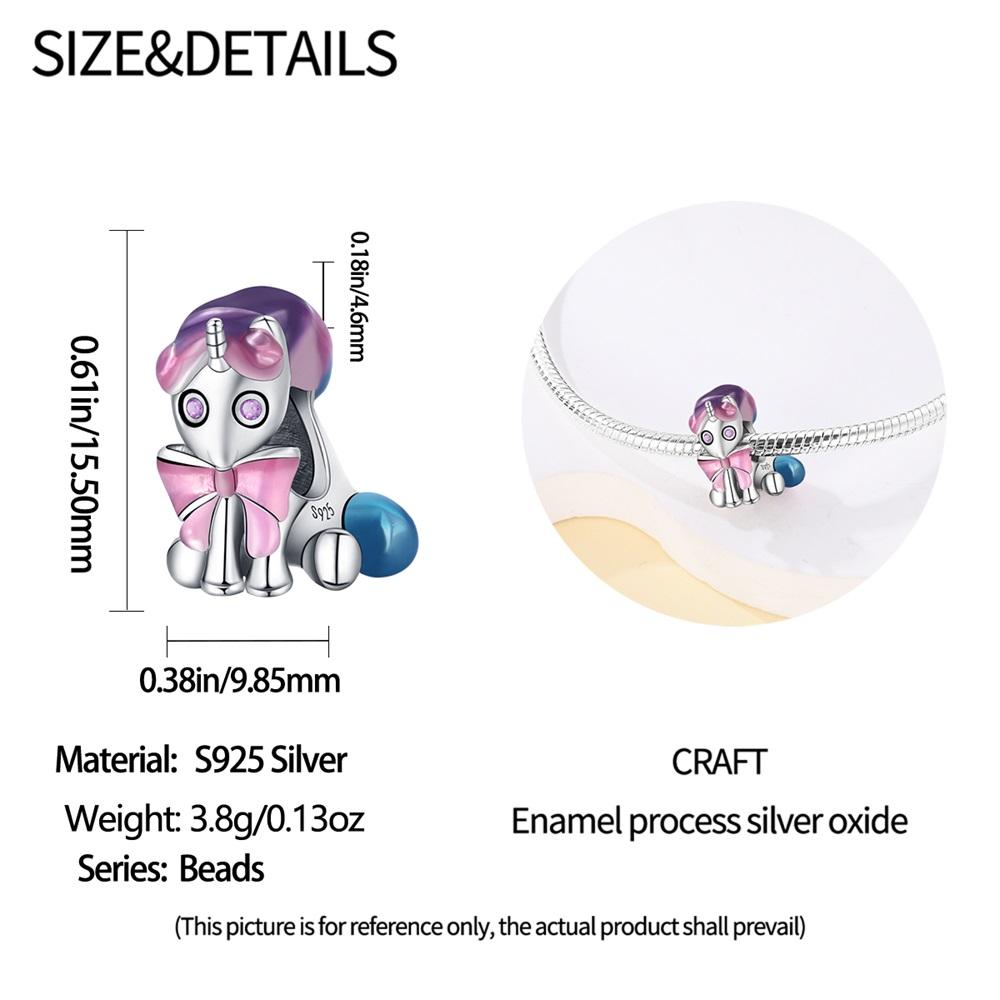 Original Charms Copper Plated Colorful Unicorn Beads Fit Bracelet Women Jewelry Making Diy Gift