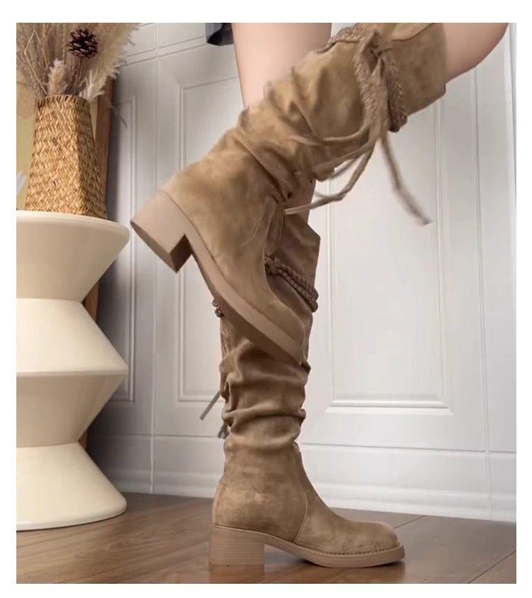 Manzi 2025 Retro Wasteland Su Kozačky nad koleno na robustním podpatku pro dospělé