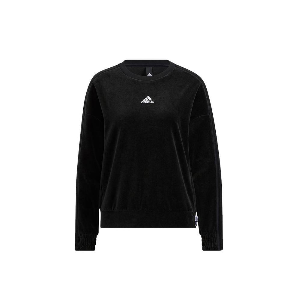 adidas Velours Crewneck Sweatshirt Met Klein Logo Dames Tops Zwart HG1843