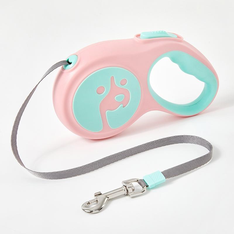 New Ins Type Pet Tow Rope with Macaron Ribbon Automatic Retractable Portable Anti Slip Handle Pet Tow Rope