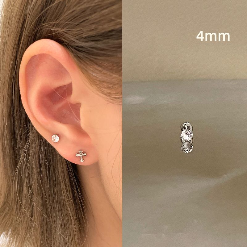 

Double Ear Piercings Ring Shop Cross Huazi Titanium Steel Ear Studs Titanium Alloy Small Ear Bone Stud Ear-Caring Earrings