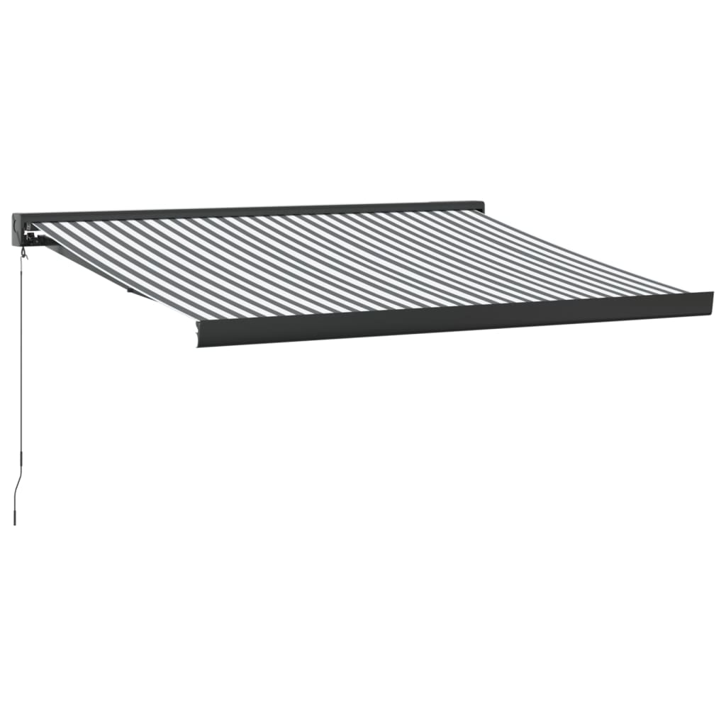 Retractable Awning Anthracite & White 3.5 X 2.5 M Fabric & Aluminum