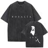 Rapper Rosalia Lux Tour Album Vintage Gewaschenes T-Shirt Unisex Damen Hip Hop Gothic Mode Kurzarm T-Shirt Yk Streetwear