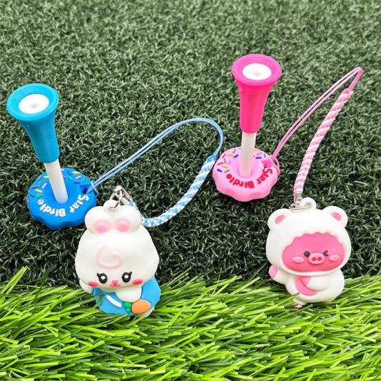 Golf Tee Hanger Plastic Anti Lost Golf Tee Ring with Strap Cartoon Animal Golf Tee Holder Tee Loss Prevention Golf Accessories for Men Women