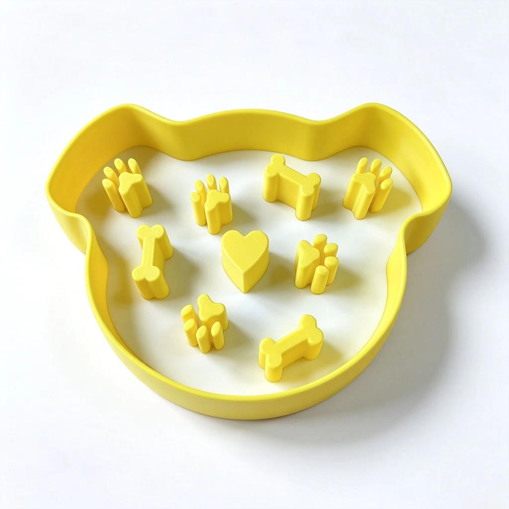 1D Printed Dog‑Head Slow Feeder Bowl, Anti‑Choking Maze Pet Feeding Dish, Prevent Bloating Food Bowl for Small Medium Dog Puppy