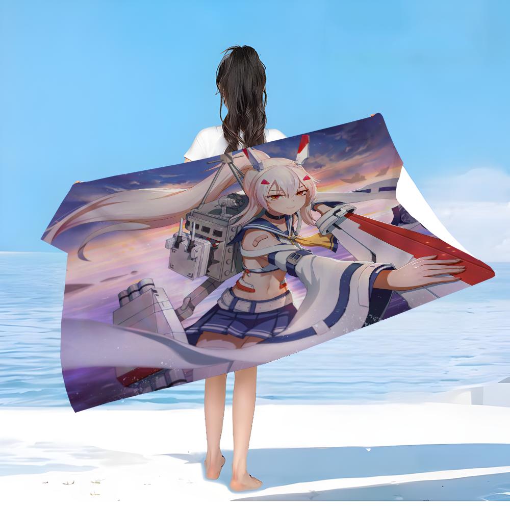 Azur Lane Beach Towel Cartoon Cute Summer Kids Large Bath Pool Beach Towel Microfiber Absorbent for Swimming Travel