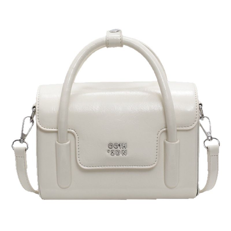 Textured Oil Wax Leather Small Bag Women's 2025 New Fashionable and Simple Hand-held Small Square Bag Spring and Summer High-end Crossbody Bag