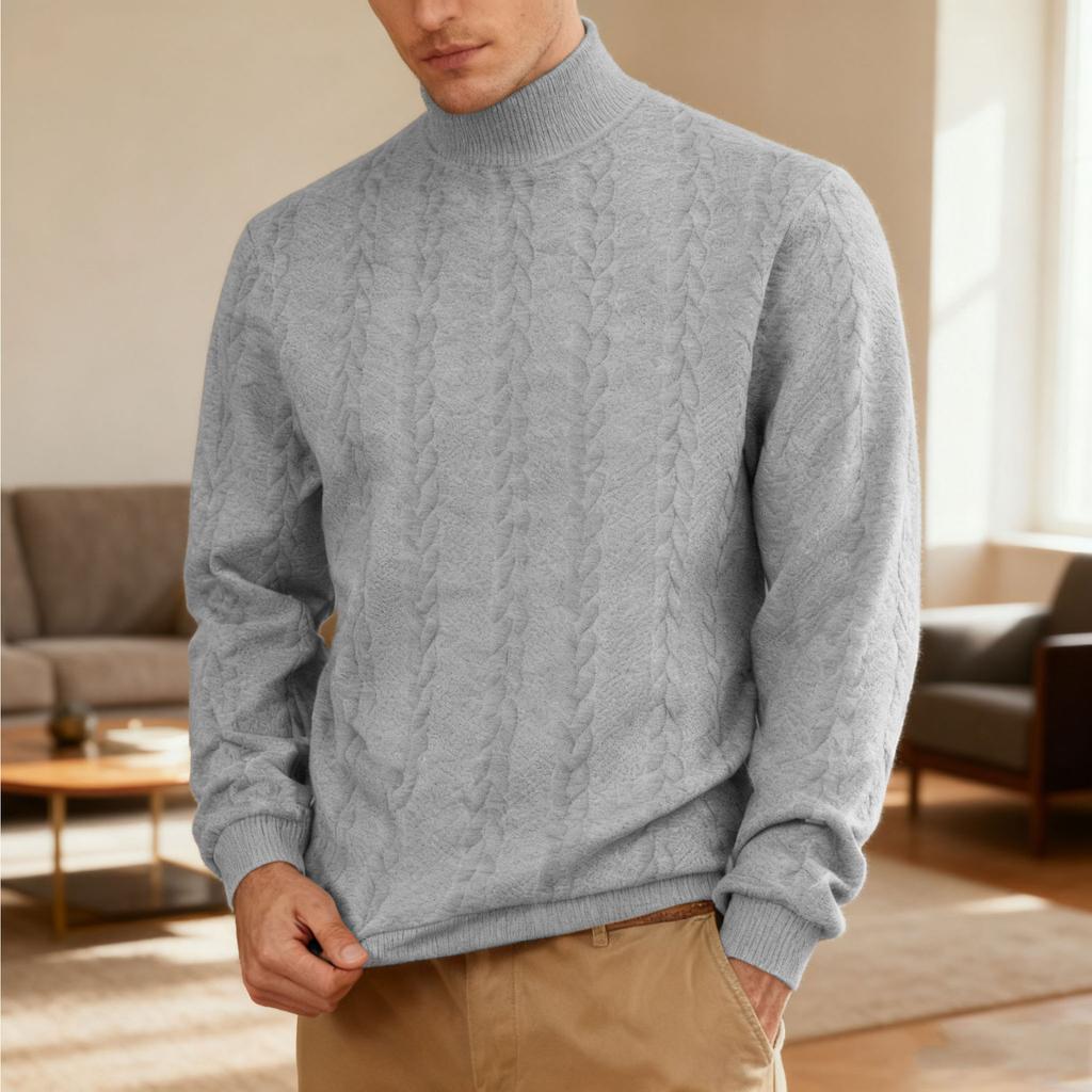 New Arrival Plus Size Men's High-Neck Sweatshirt Heavyweight Textured Jacquard Casual Thermal Sweatshirt